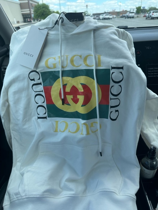 Gucci Other - Gucci White Hoodie with Green, Red & Yellow Logo